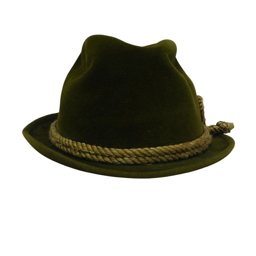 Vintage P&C Habig Vienna Ventilo John Helmer Green Velvet Rope Detail Fedora Hat - Picture 3 of 10